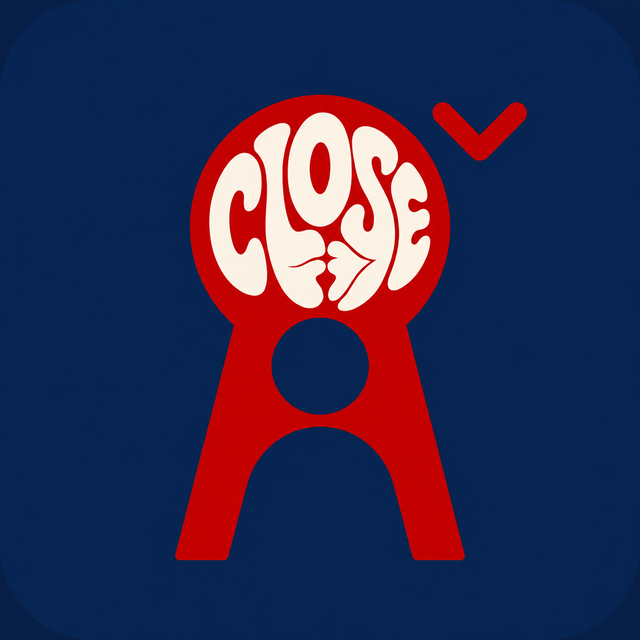 Ícone da Close do Beijo: fechadura vermelha com a palavra Close